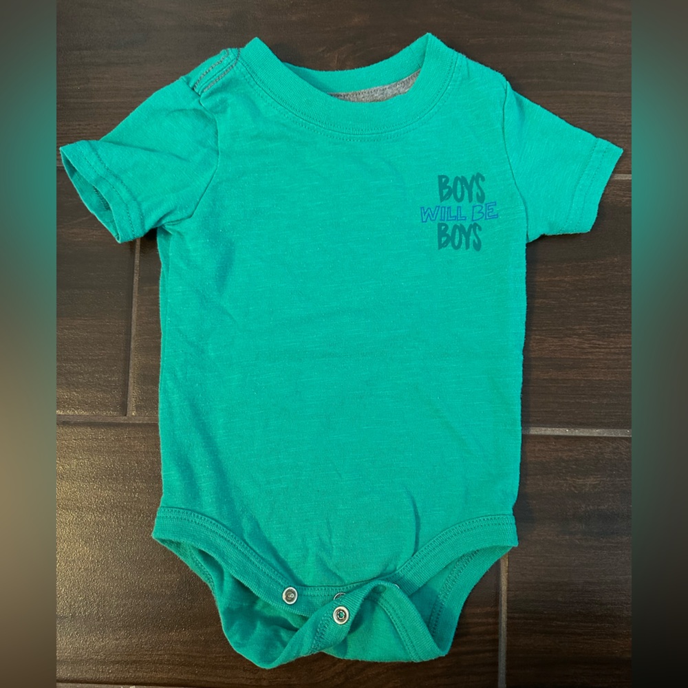 Boys 3 month onesie “boys will be boys”